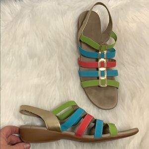 Munro Colorful Striped Sandals Size 12 Narrow